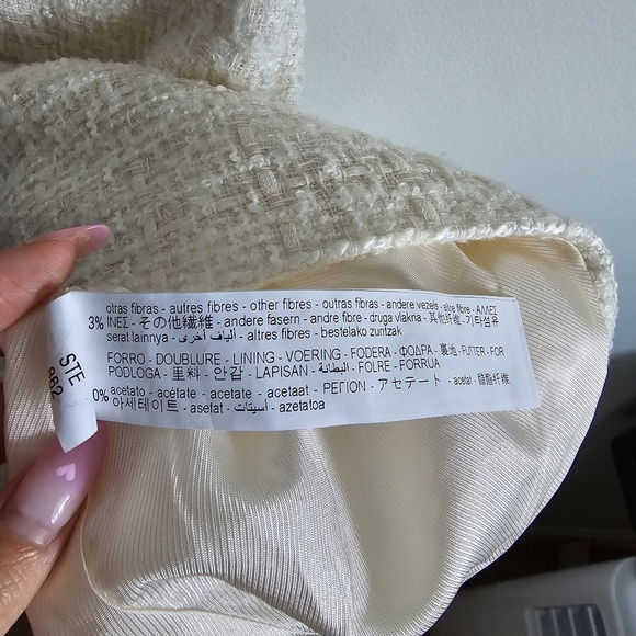 Zara cream Tweed dress textured size xs - Picture 3 of 6